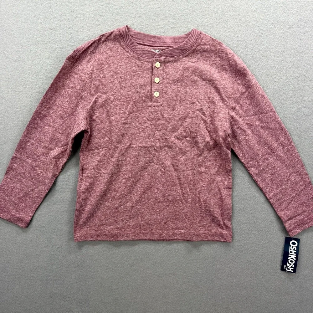 Lot Of 2 OshKosh B'gosh Henley Shirt Toddler Boys 6/6A Gray Pink Cotton Pullover